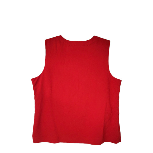 Chicos Size 1 Medium Sz 8) Red Sleeveless Blouse with Pleating - Picture 2 of 5